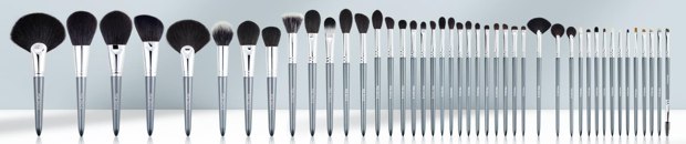 Grey handle silver-tone ferrule extended brush lineup