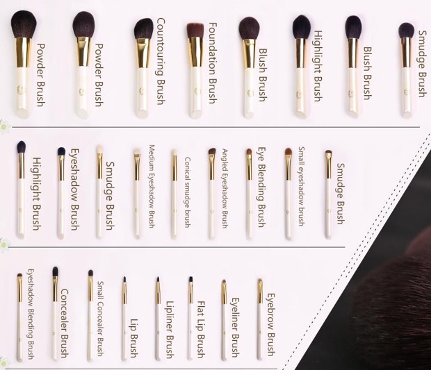 Ivory handle gold-tone ferrule brush grid