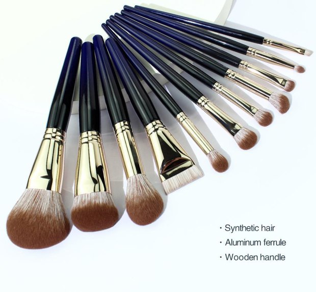 Navy gradient handles gold-tone ferrules fan arrangement