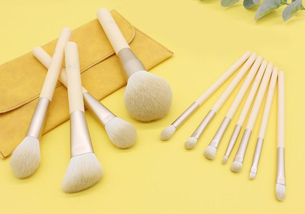 Ivory handles with yellow pouch flat lay