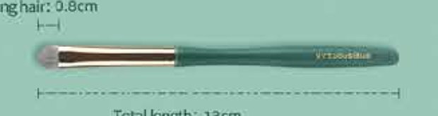 Flat concealer - Green handles, gold-tone ferrules, pale brown/cream brush heads