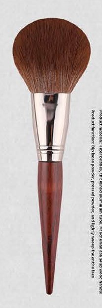 Round powder - Deep red handles, silver-tone ferrules, brown and black/white heads