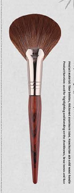 Fan highlighter - Deep red handles, silver-tone ferrules, brown and black/white heads