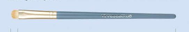 Lower-eyelid detail - Blue-gray handles, gold-tone ferrules, cream heads