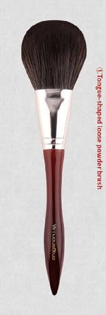 Round powder - Burgundy sculpted handles, silver-tone ferrules, dark heads