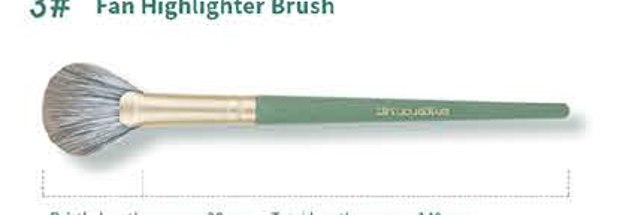 Fan highlighter - Mint green handles, gold-tone ferrules, gray-brown heads
