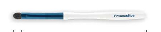 Eye detail - White handles, reflective-blue ferrules, dark gray/white heads