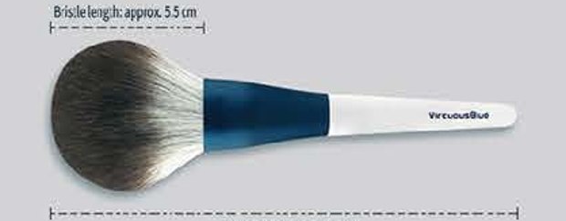 Powder - White handles, reflective-blue ferrules, pale brown heads