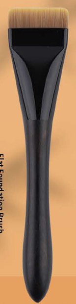 Wide flat foundation black handle - Black short bases and sculpted black handles; brown or flat tan heads