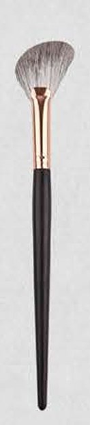 Angled fan highlight - Dark tapered handles, rose-gold-tone ferrules, dark or gray/white heads
