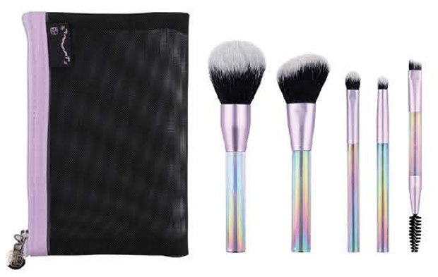 Iridescent-looking mini set with black pouch - Multiple original colors, handle forms and head profiles