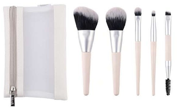 Pale-pink mini set with light zip pouch - Multiple original colors, handle forms and head profiles