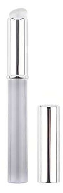 Clear-looking capped applicator and cap - Silver-tone, pastel, black and translucent-looking handles and bases