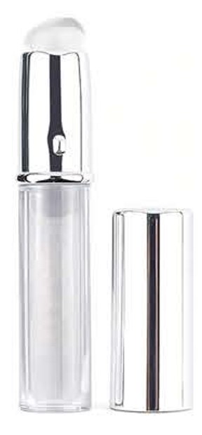 Short clear-looking applicator and cap - Silver-tone, pastel, black and translucent-looking handles and bases