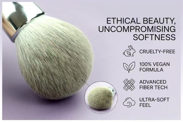 Pale rounded brush head in a close view