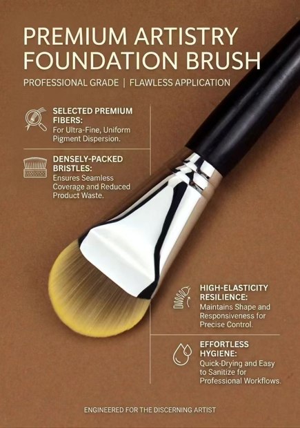Yellow-edged brown flat head and silver-tone ferrule detail