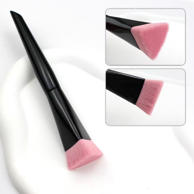 Pointed black handle with a broad flat pink head