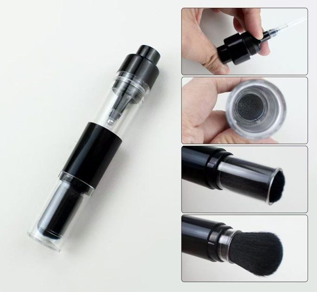 Clear-and-black capped brush structure