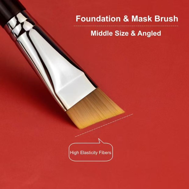 Cropped dark-handle brush with an amber-brown slanted flat head