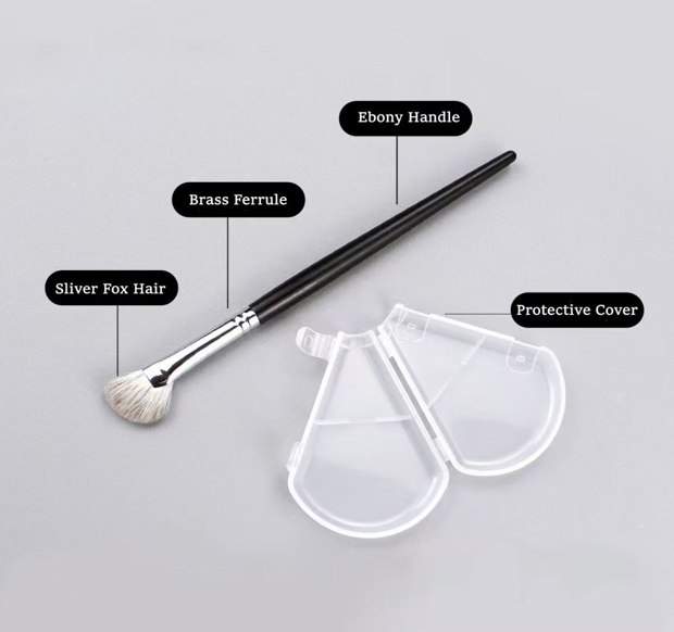 Slim black fan brush with clear cover