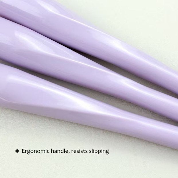 Three cropped lavender curved-handle details