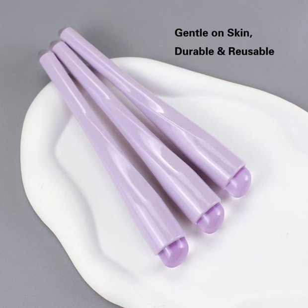 Three lavender applicators showing their rounded ends