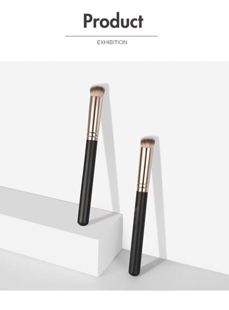 Two black-handle brushes with short angled brown-white heads