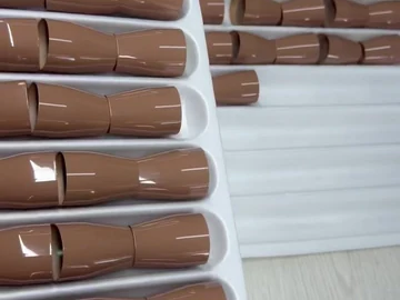 Brown brush bodies in individual tray slots
