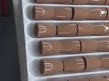 Close view of brush bodies in protective inserts