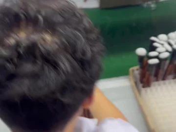 Brush work viewed over the operator's shoulder