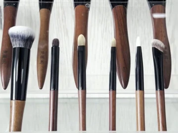 Brown-handle face and eye collection shown together